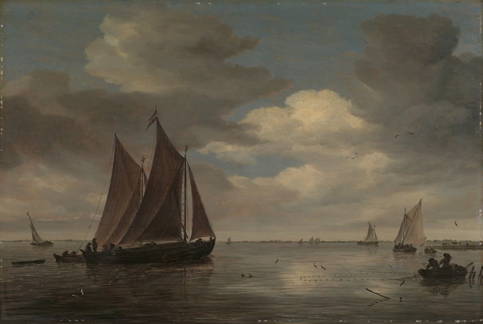 Salomon van Ruysdael - Fishing Boats on a River