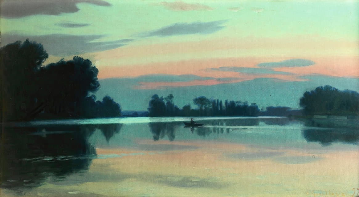 Charles Guilloux - Fisherman On A River At Dawn