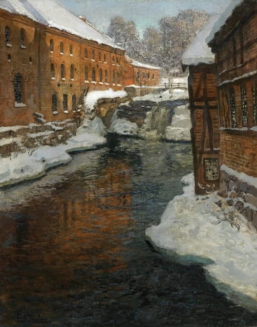 Frits Thaulow - Fra Akerselven (The Akerselven River In The Snow)