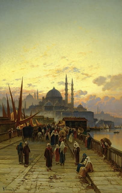 Hermann David Solomon Corrodi - The Galata Bridge, Constantinople