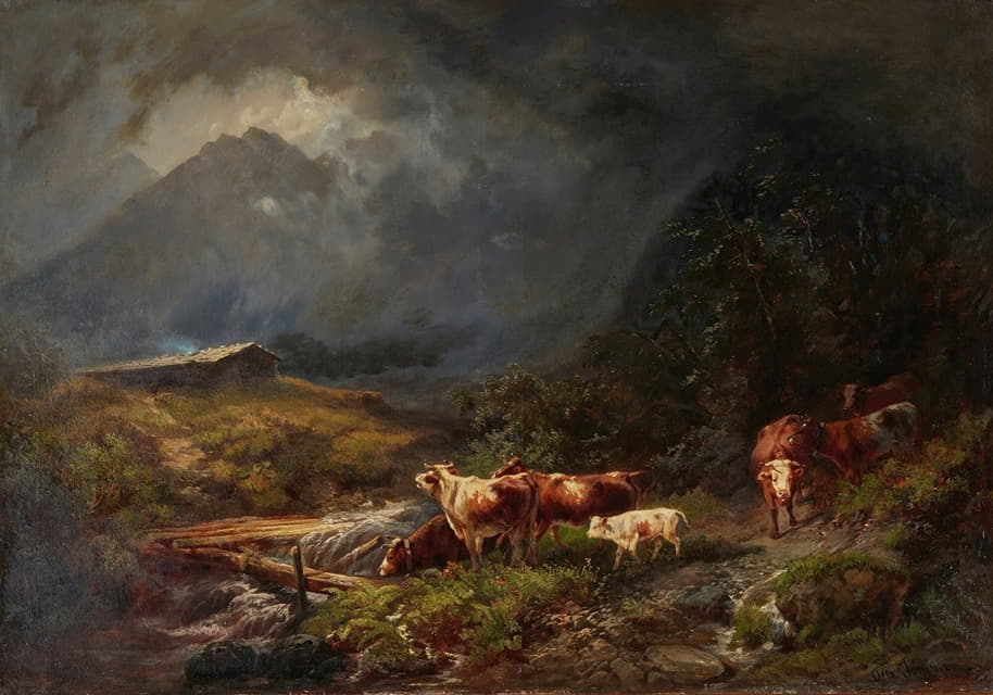 Otto Sommer - Cows In A Mountainous Landscape