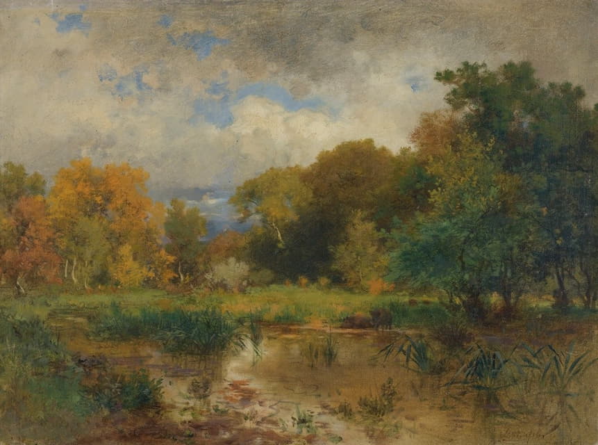 Eduard Peithner von Lichtenfels - River Landscape Near Lundenburg