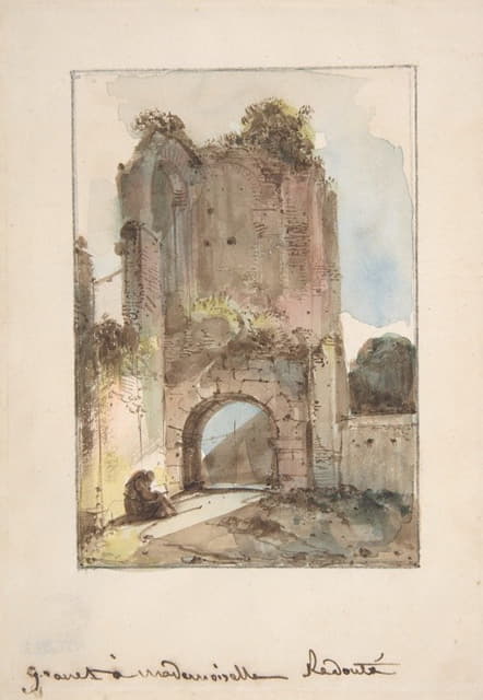 François-Marius Granet - Monk Seated Before a Ruined Gateway