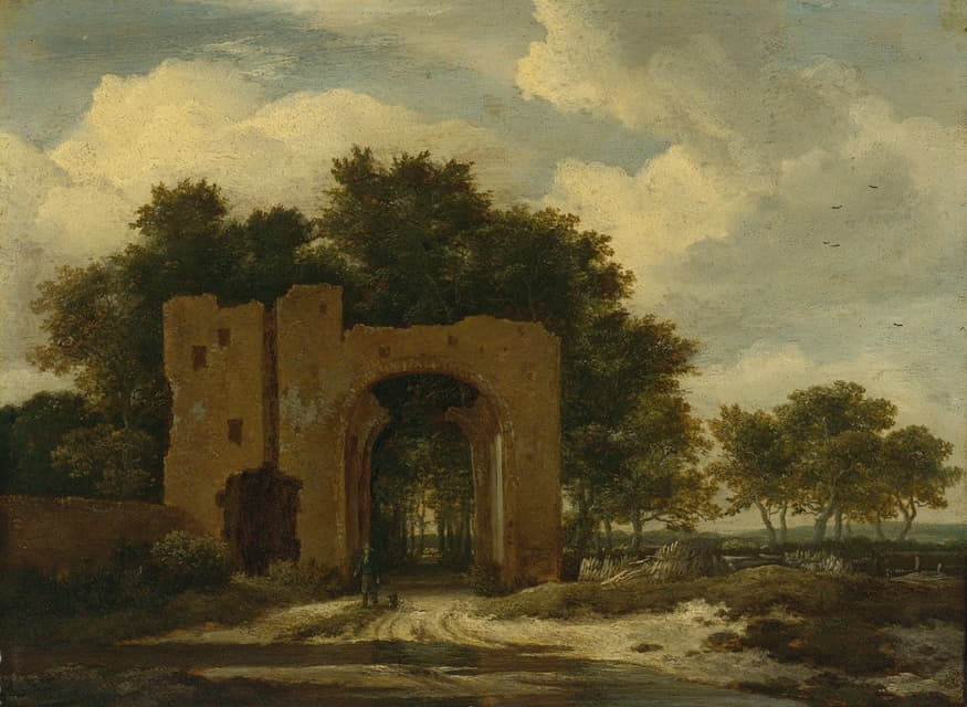 一个被毁坏的城堡大门，可能是Huis Ter Kleef的拱门