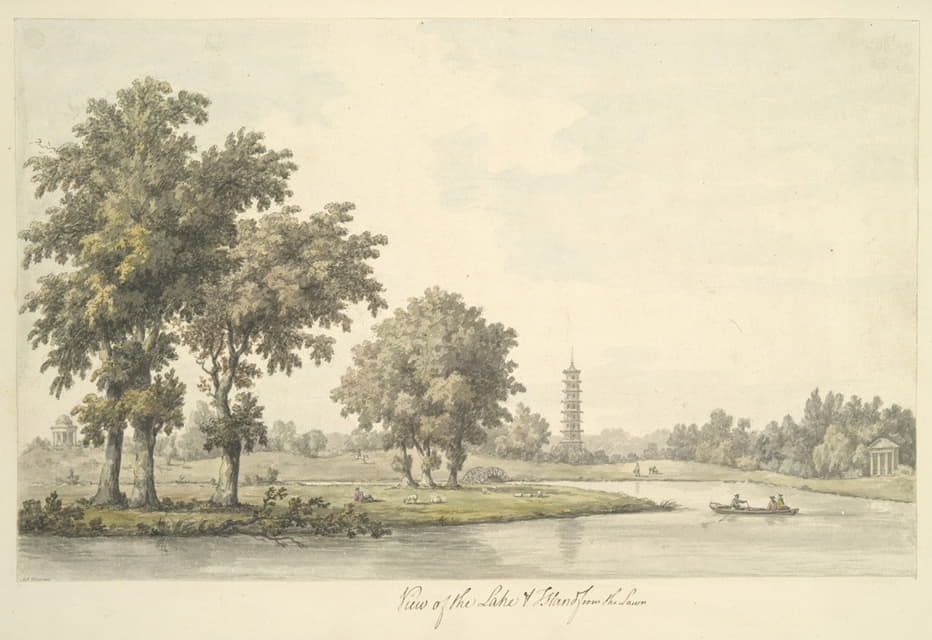 William Marlow - View of the Lake and the Island from the Lawn at Kew