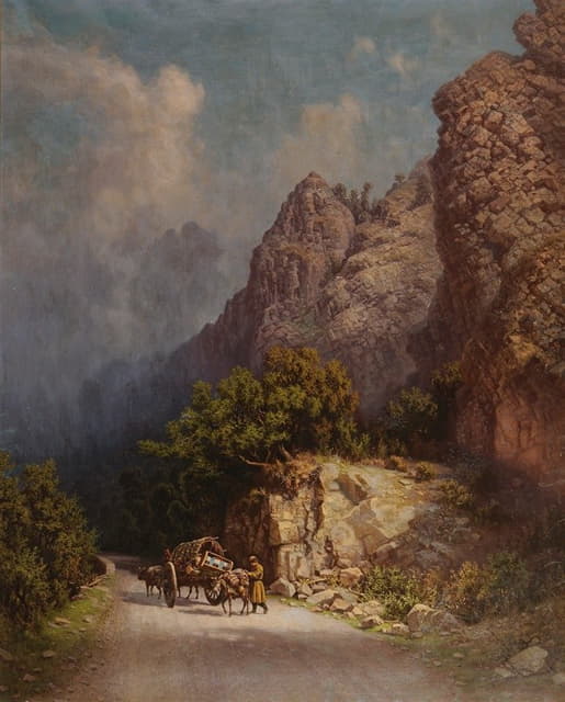 Ilya Nikolaevich Zankovsky - Ox-Drawn Cart In The Mountains