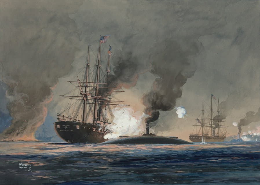Worden Wood - Action Between U.S.S. Brooklyn and C.S.S. Ram Manassas at Forts Jackson and St. Philip