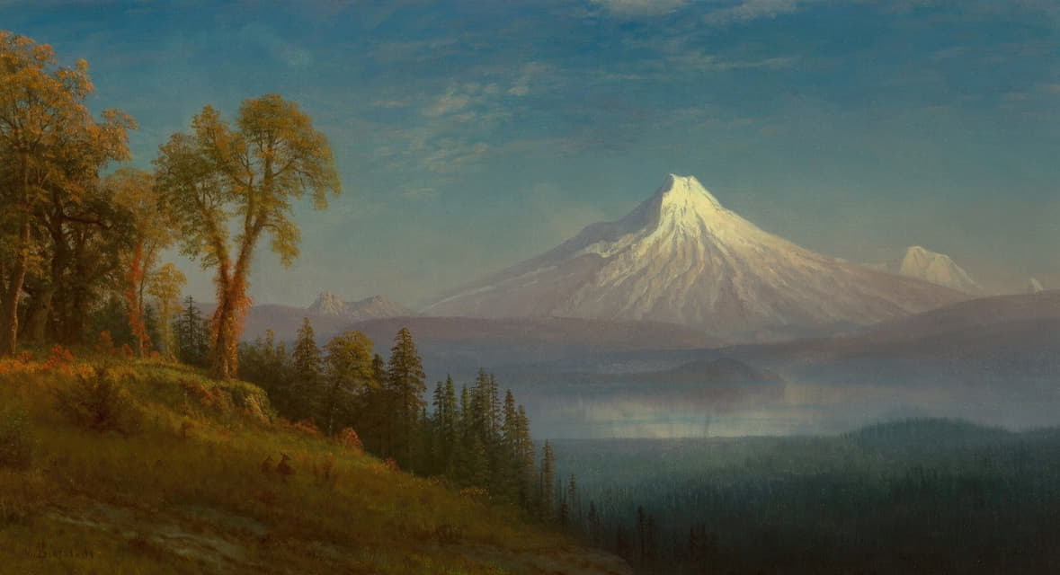 Albert Bierstadt - Mount St. Helens, Columbia River, Oregon