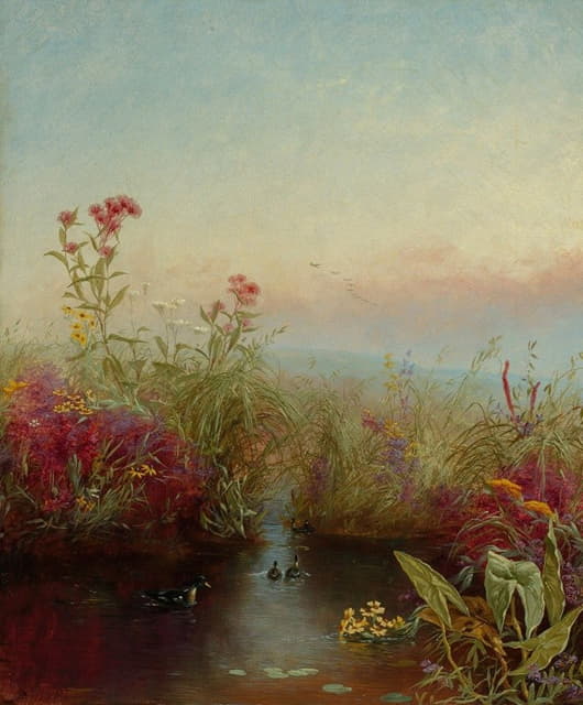 Jerome Thompson - Riverbank in Bloom