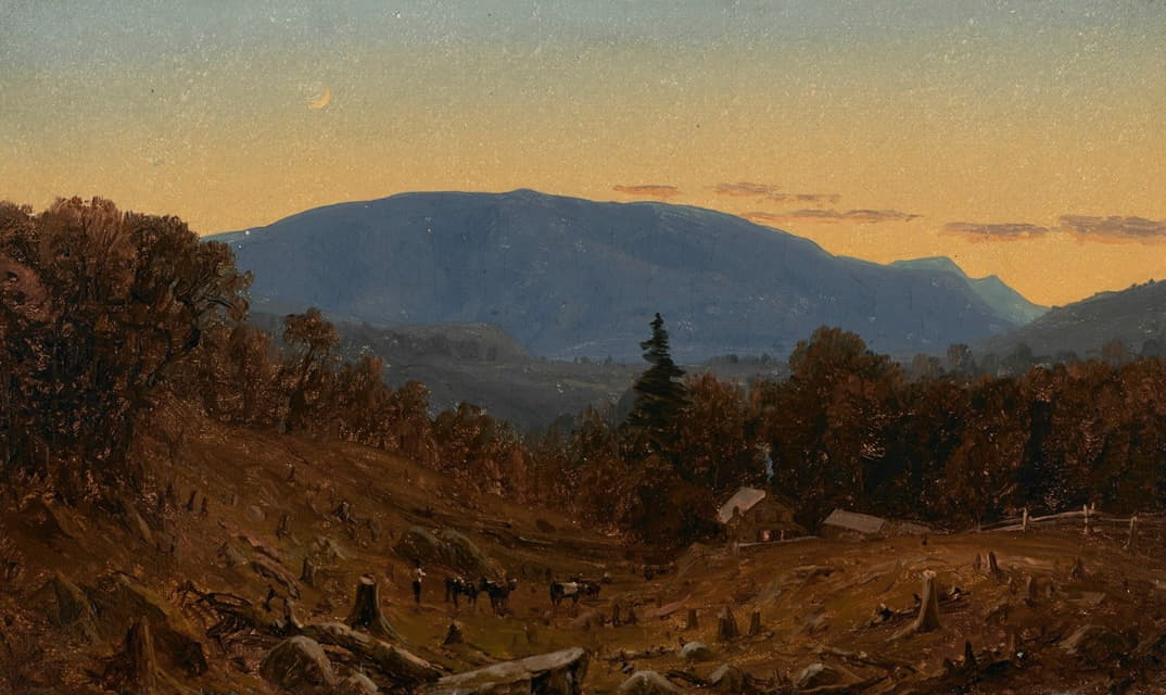 Sanford Robinson Gifford - A Study of Hunter Mountain at Twilight