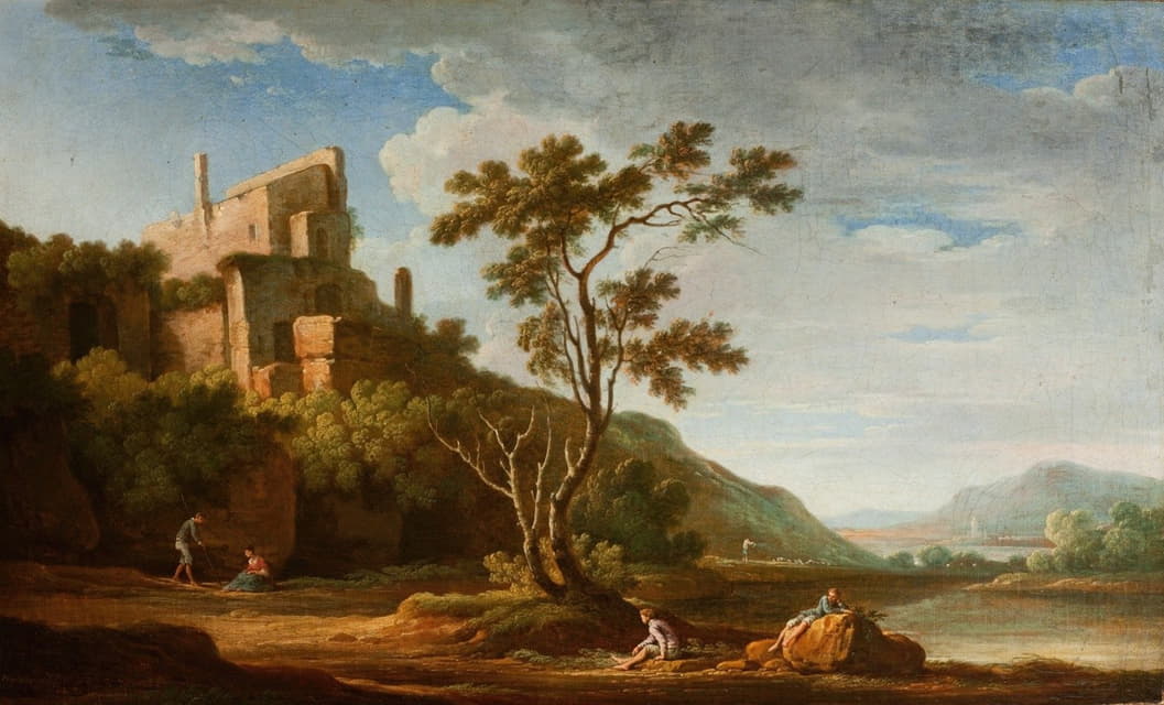 Adolf Fryderyk Harper - Landscape with Castle Ruins