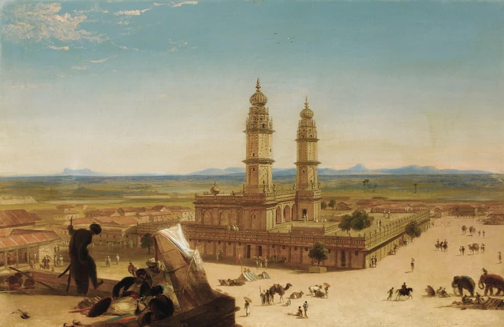 Alberto Pasini - Oriental Landscape with Mosque