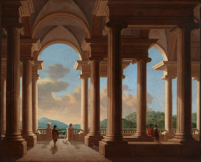 Daniël de Blieck - Terrace with a Colonnade – Architectural Study