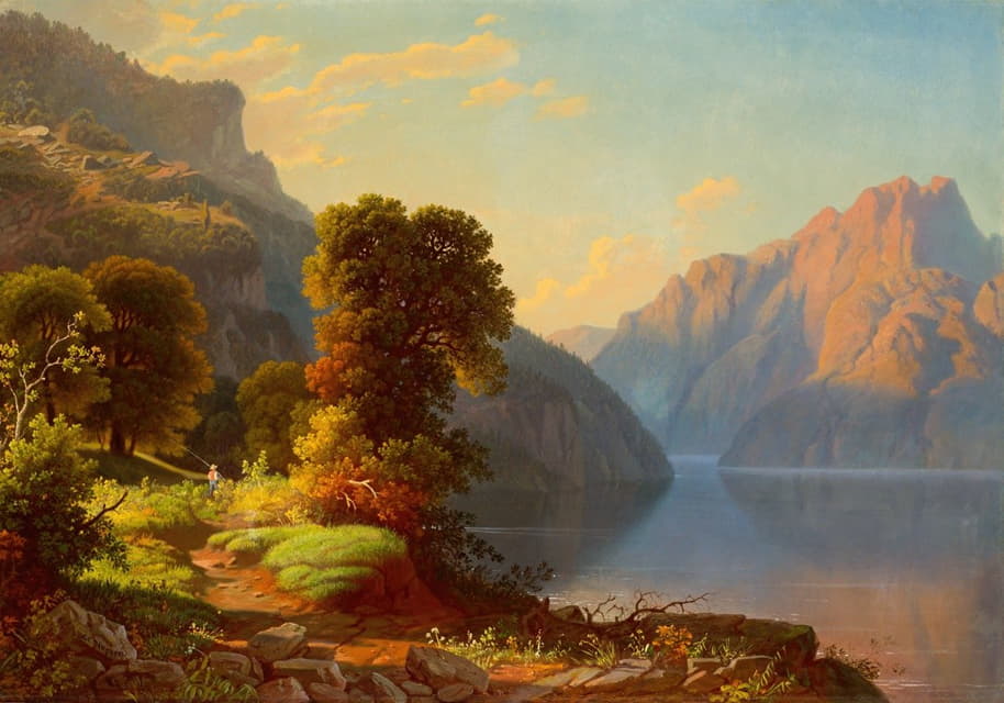 George Caleb Bingham - A View of a Lake in the Mountains