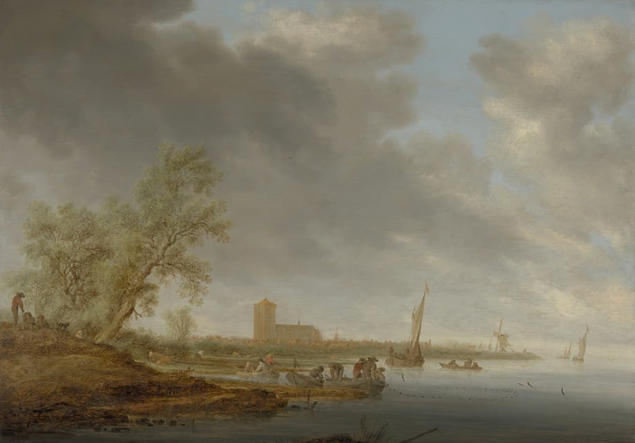 Salomon van Ruysdael - River Landscape with a View of Naarden