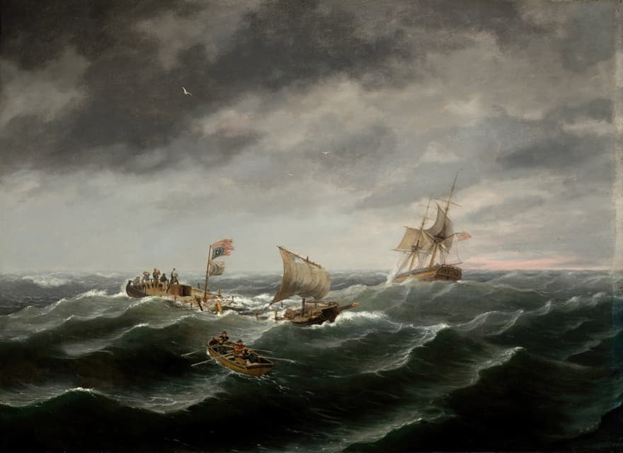 弗吉尼亚州诺福克的“约翰·S·斯宾塞”号纵帆船失事，幸存者救援2d视图