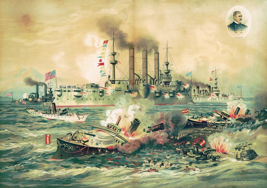 Anonymous - Destruction of Admiral Cervera’s fleet, at Stantigo de Cuda, July 3rd 1898
