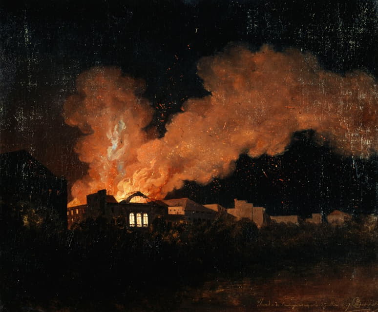 Antoine-Fèlix Boisselier - L’incendie du théâtre de l’Ambigu-Comique le 13 juillet 1827