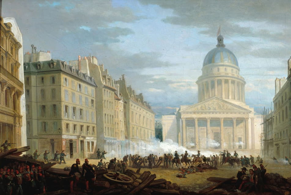 Edward Gabé - Prise du Panthéon, vue de la rue Soufflot, le 24 juin 1848, actuel 5ème arrondissement
