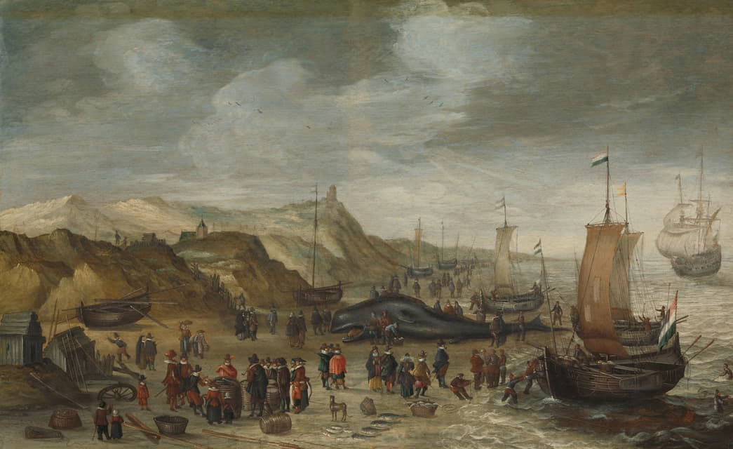 Hans Savery the elder - A Sperm Whale Washed up on the Beach at Noordwijk, 28 December 1614