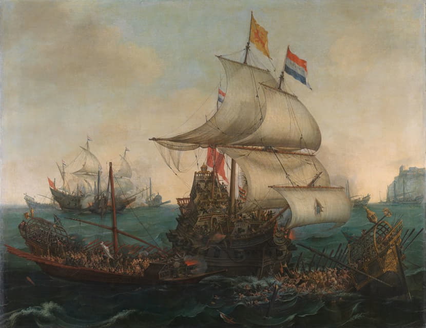 1602年10月3日，荷兰船只在英国海岸外撞击西班牙帆船
