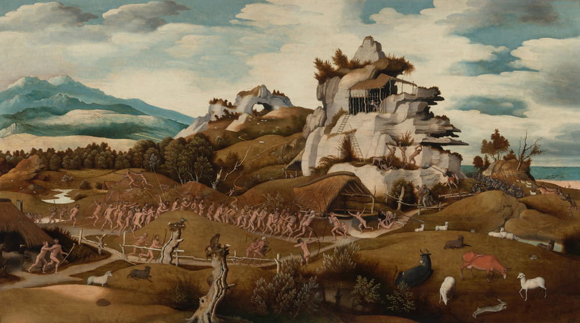 Jan Jansz Mostaert - Landscape with an Episode from the Conquest of America