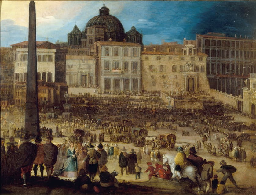 1592年教皇克莱门特八世当选时罗马圣彼得广场的景色