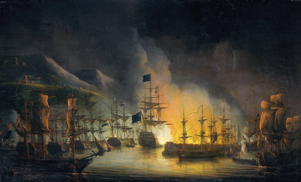 Martinus Schouman - The Bombardment of Algiers (26-27 August 1816)