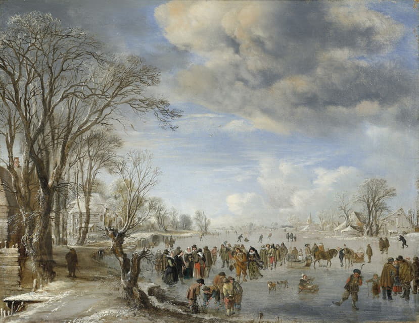 Aert van der Neer - Winter in Holland – Skating Scene
