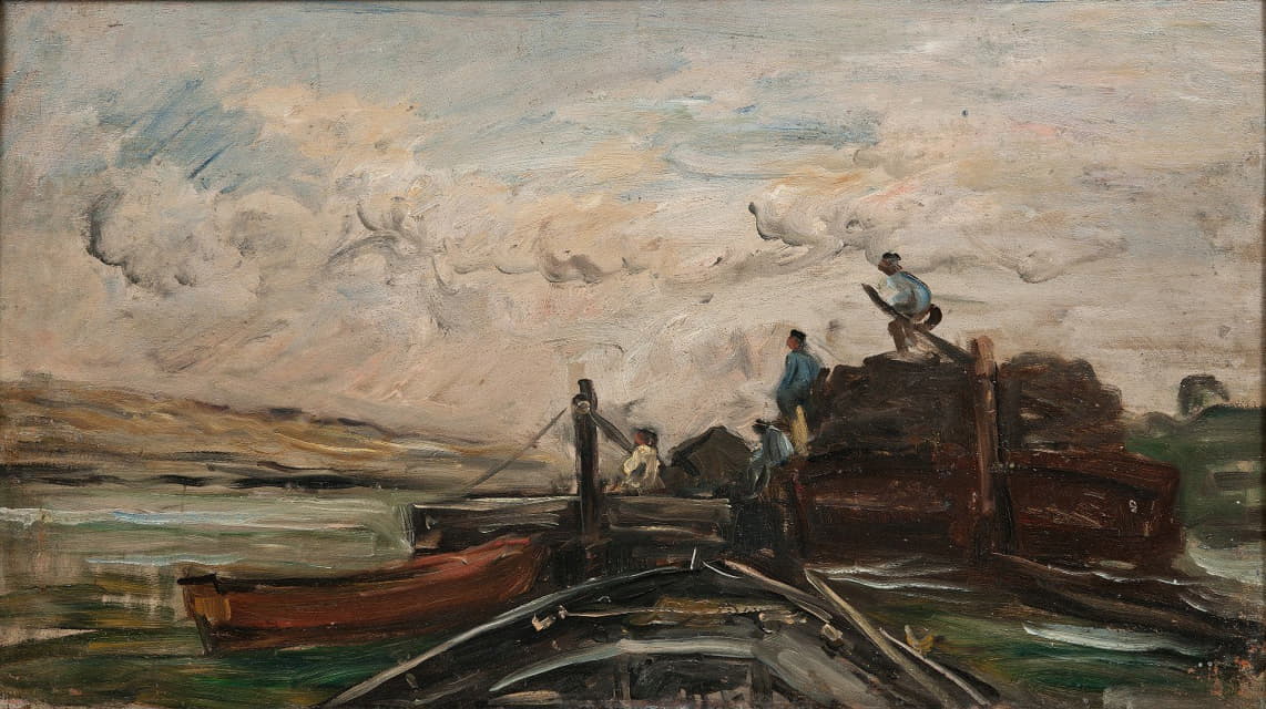 Charles François Daubigny - Barges on a River