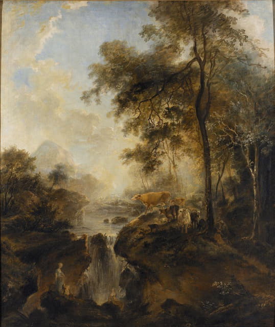 Elias Martin - Landscape with a Waterfall and Cattle
