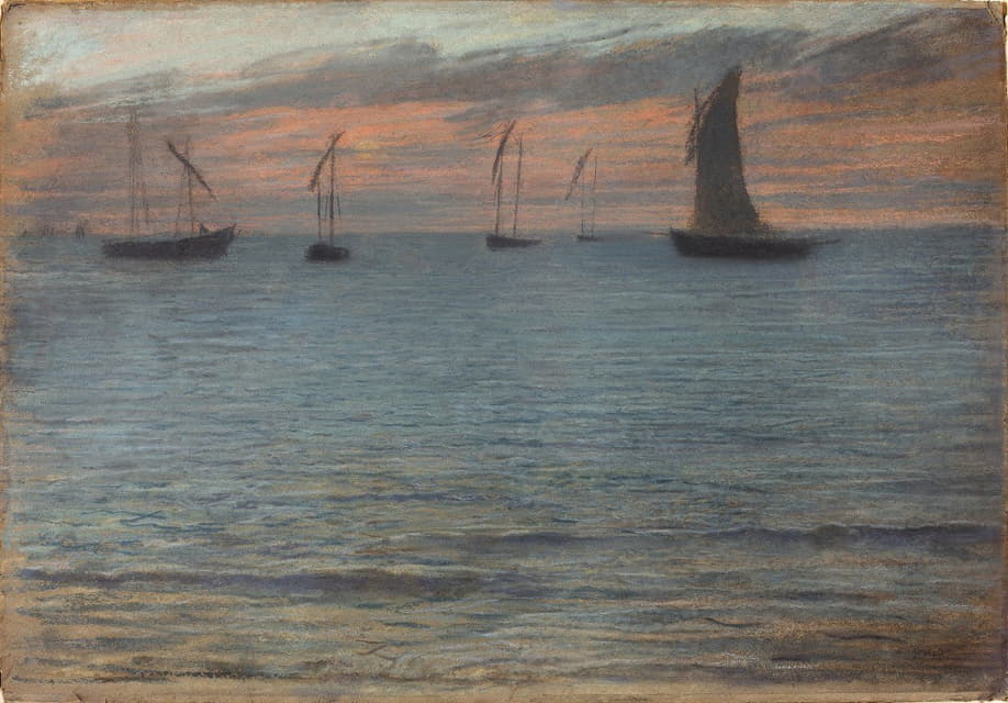 Ernest-Ange Duez - A Seascape at Sunset