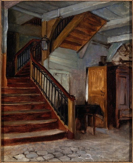 Francis Davis Millet - Room Interior with Winding Staircase