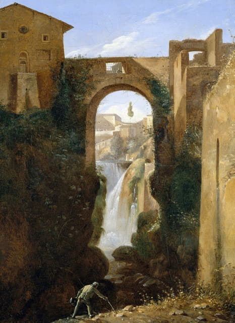 François-Marius Granet - Ponte San Rocco and Waterfalls, Tivoli