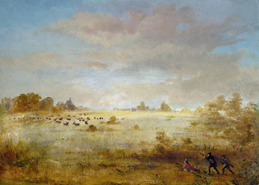 George Catlin - Elk Grazing on an Autumn Prairie