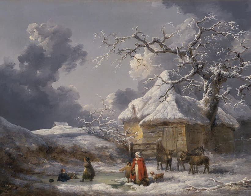 George Morland - Winter Landscape with Figures
