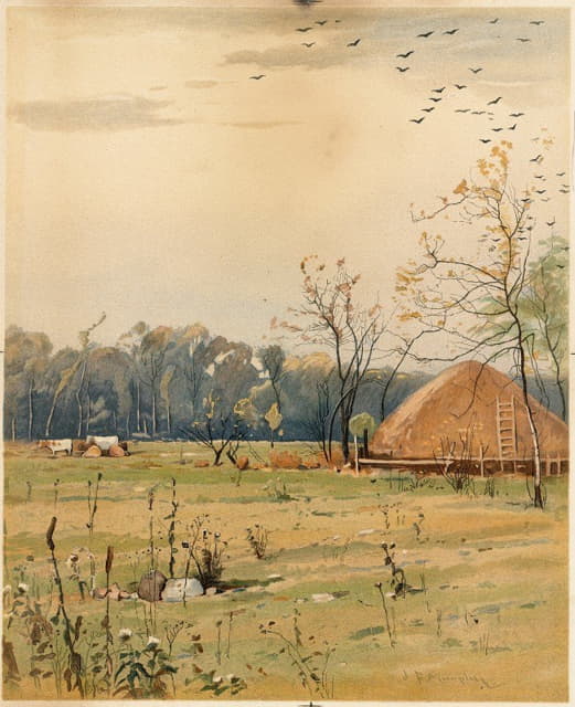 John Francis Murphy - Autumn landscape with large haystack