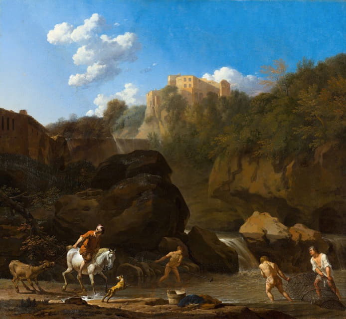 Karel Dujardin - The Waterfalls at Tivoli