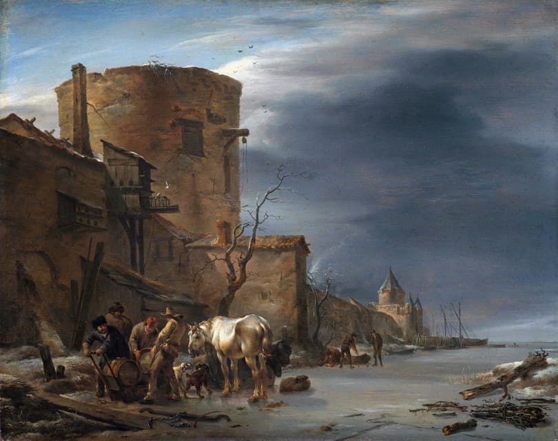 Nicolaes Pietersz. Berchem - The City Wall of Haarlem in the Winter