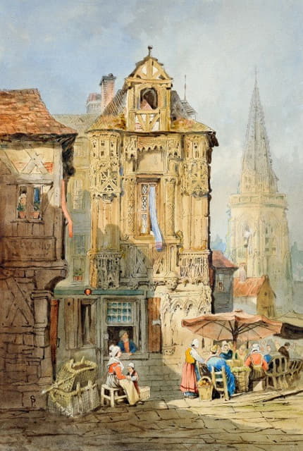 Samuel Prout - Marketplace at Bruges