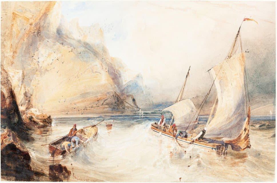 William Callow - Fishing Boats off a Rocky Coast