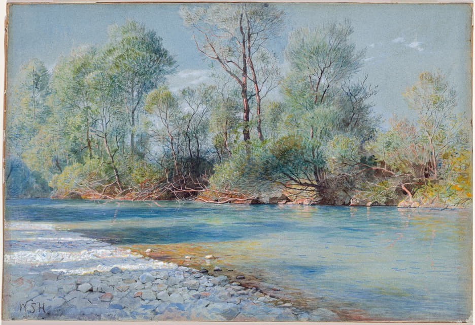 William Stanley Haseltine - Traunstein River on the Road to Empfig, Bavaria