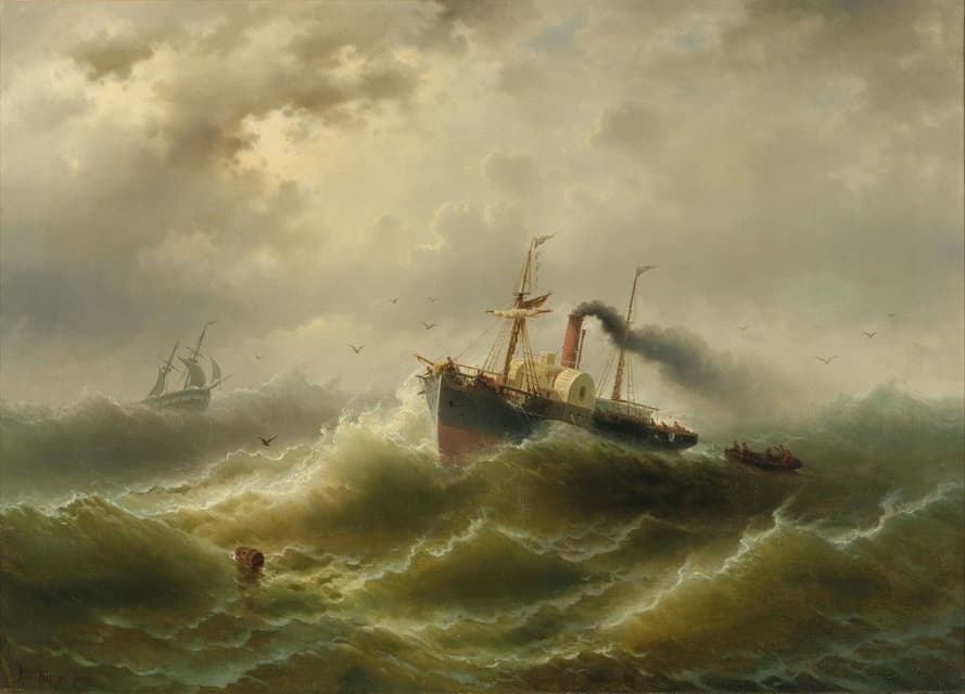 Albert Rieger - Steamboat In A Storm On The North Sea