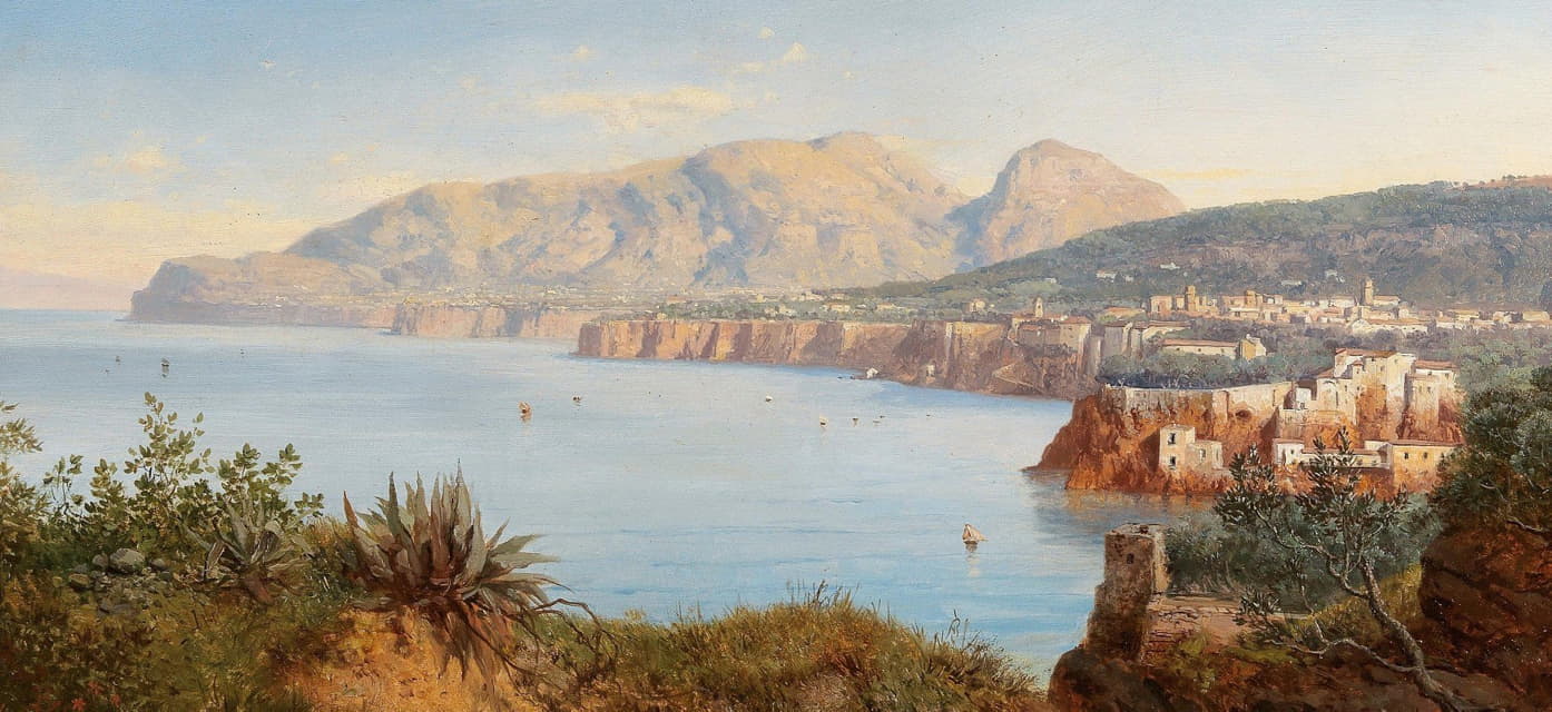 Albert Zimmermann - Coastal Landscape In Sorrento Near Naples