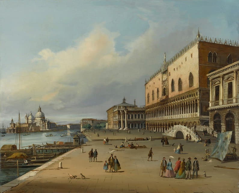 Venice, A View Of The Riva Degli Schiavoni Looking Towards The Dogana And Santa Maria Della Salute