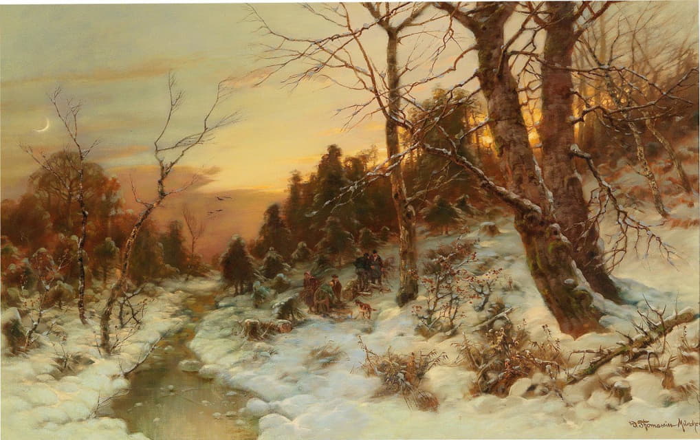 Désiré Thomassin - Woodworkers In A Winter Woodland