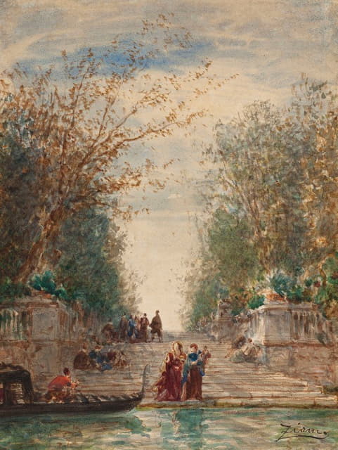 Félix Ziem - Martigues, Venise, L’entrée Du Jardin Français