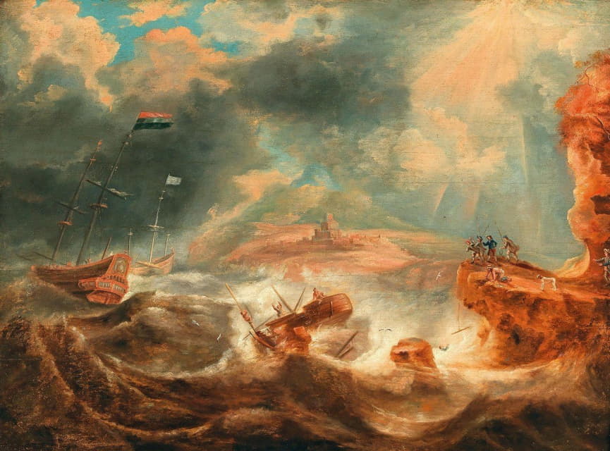 Jan Peeters - A Shipwreck Off A Rocky Coast