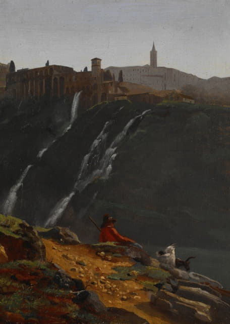 Achille Etna Michallon - Goatherd Opposite the Falls of Tivoli