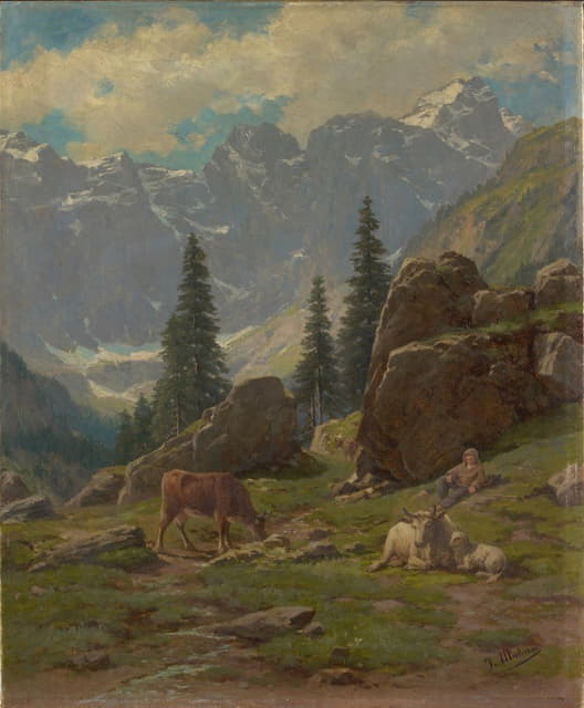 Albert Müller - The Brunni-Valley at Unterschächen in the Canton of Uri